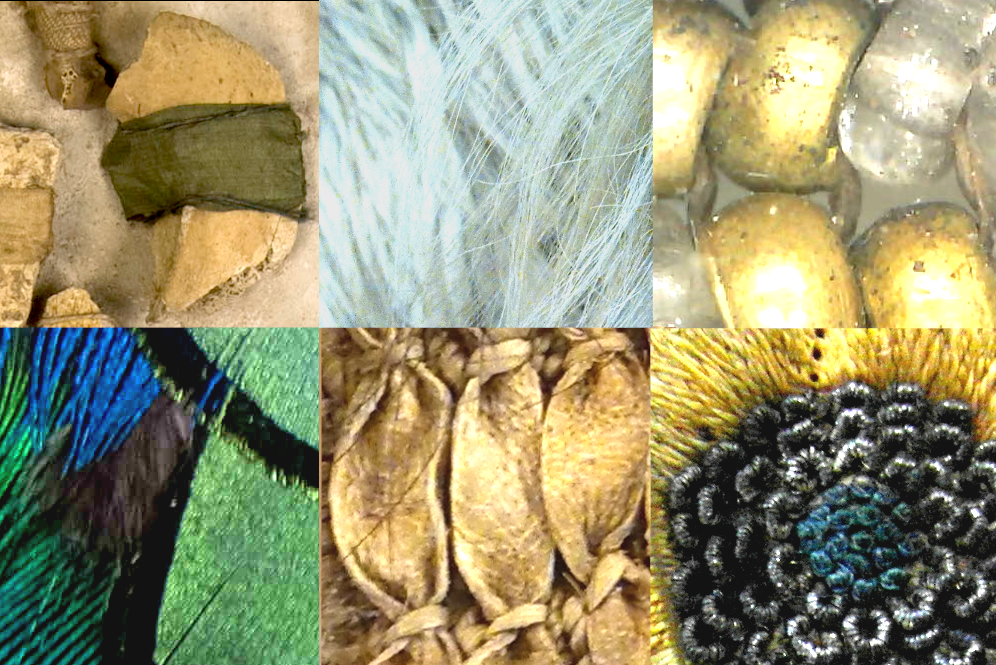 Materialkombination: Textil mit Bein, Fell, Glas, Metall, Federn, Leder
Restaurierung Lyko Köln
